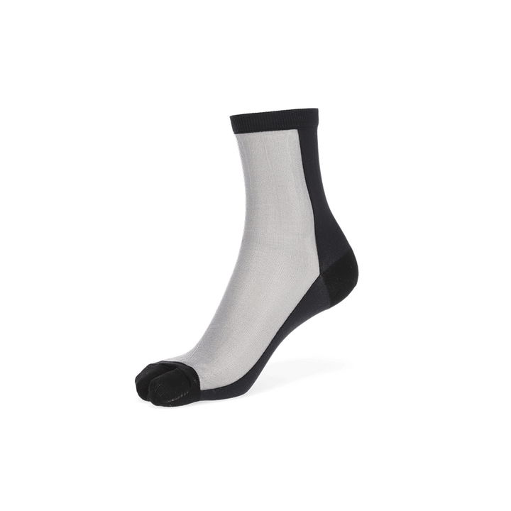 Two-Tone Tabi Crew Socks - Black
