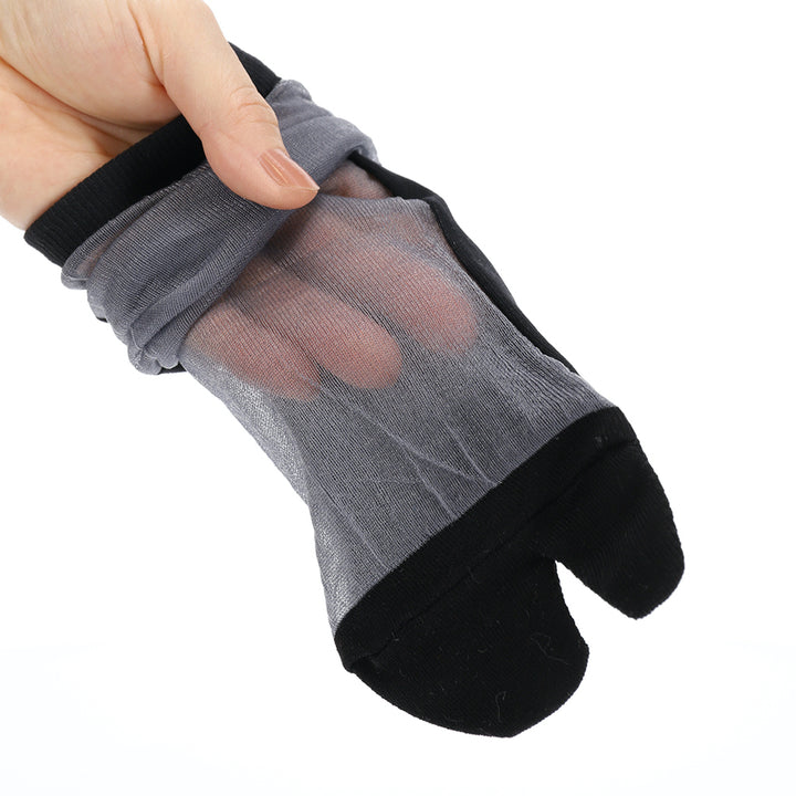 Two-Tone Tabi Crew Socks - Black