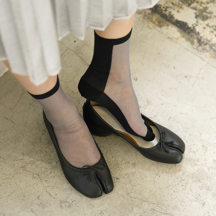Two-Tone Tabi Crew Socks - Black