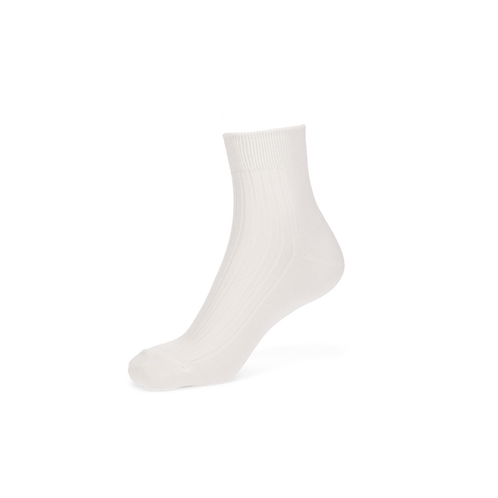 Premium Silky Cotton Short Crew Socks - White
