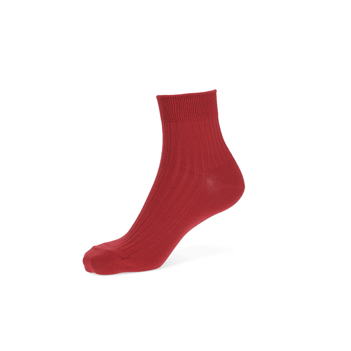 Premium Silky Cotton Short Crew Socks - DarkRed