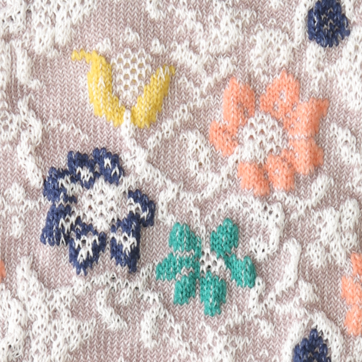 Float Flower Cotton Tabi Crew Socks - White