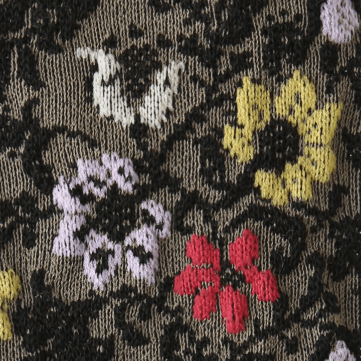 Float Flower Cotton Tabi Crew Socks - Black