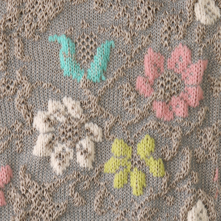 Float Flower Cotton Tabi Crew Socks - Beige