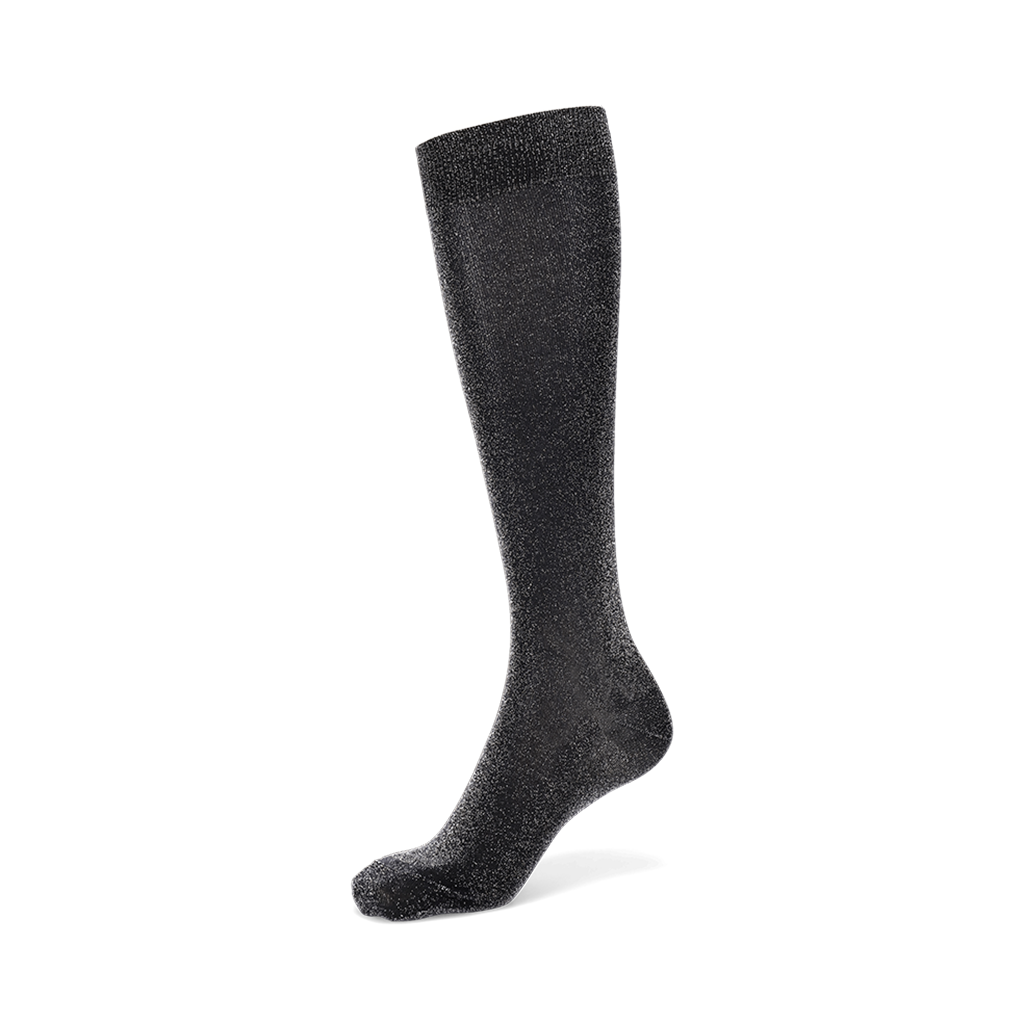 Soft Lamé Semi-Sheer Knee-High Socks - Black (WOMEN)
