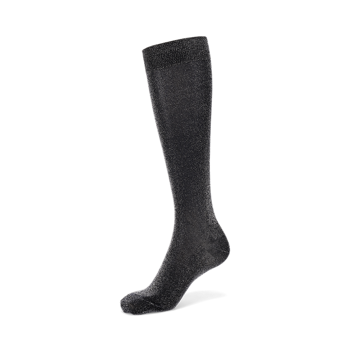 Soft Lamé Semi-Sheer Knee-High Socks - Black (WOMEN)