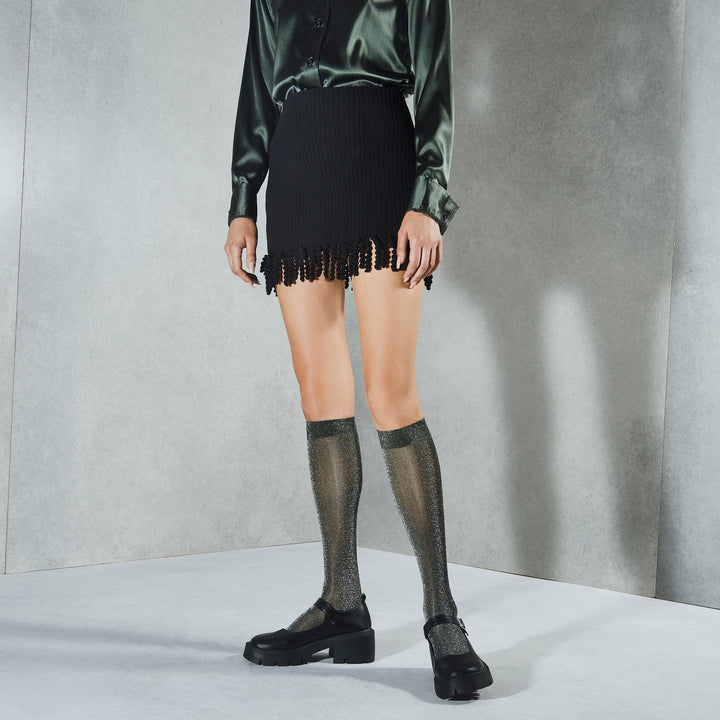Soft Lamé Semi-Sheer Knee-High Socks (WOMEN)