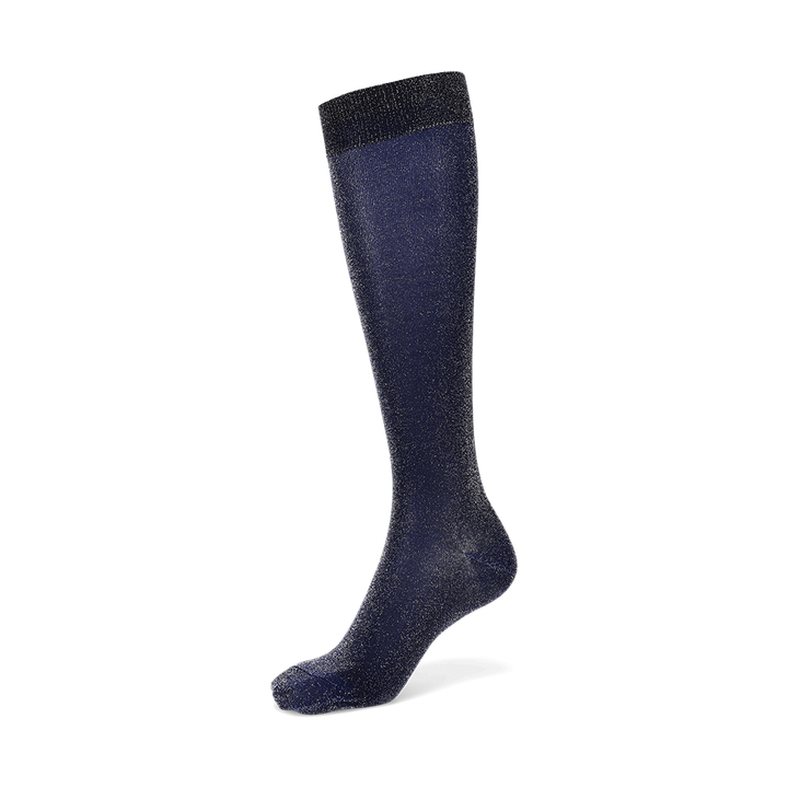Soft Lamé Semi-Sheer Knee-High Socks - Navy (WOMEN)