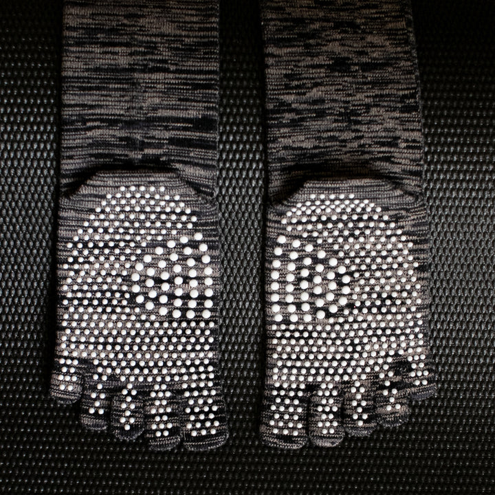 Reflexology Cotton Toe  Crew Socks - Black
