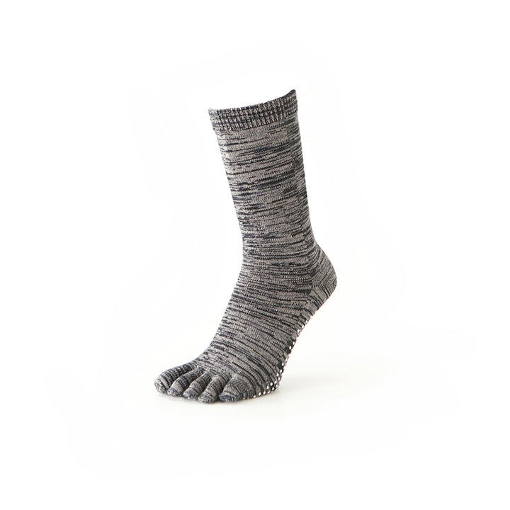 Reflexology Cotton Toe  Crew Socks - Black