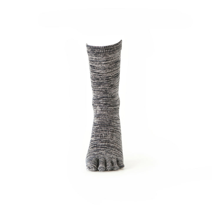 Reflexology Cotton Toe  Crew Socks - Black