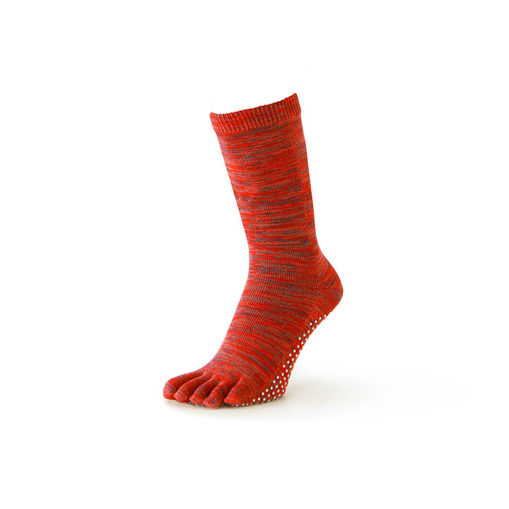Reflexology Cotton Toe  Crew Socks - Red