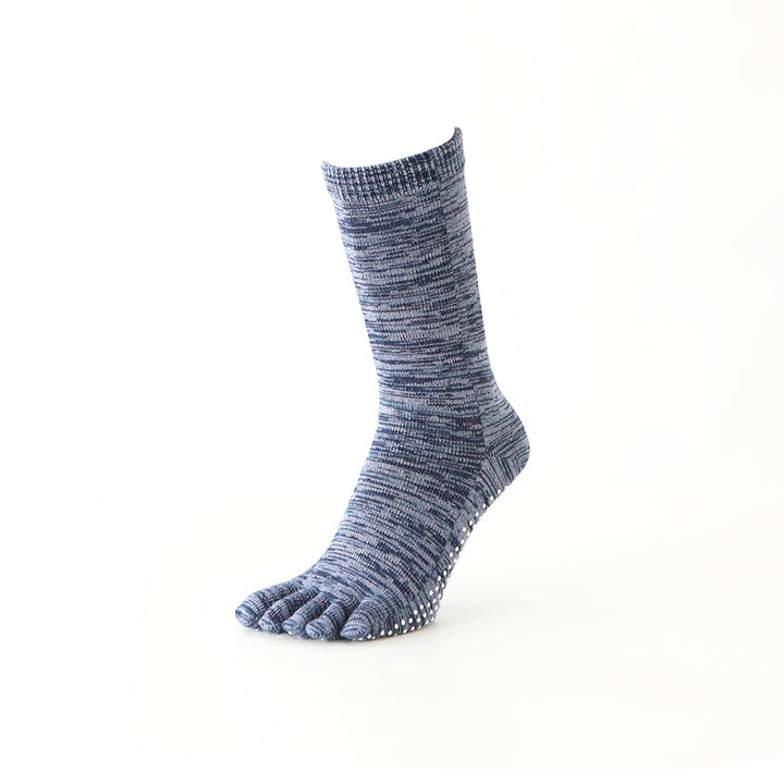Reflexology Cotton Toe  Crew Socks - Navy