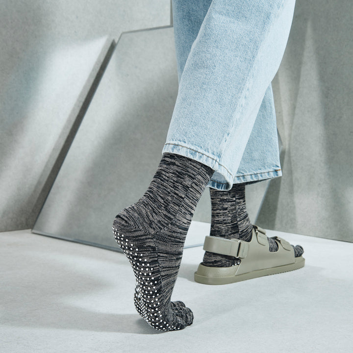 Reflexology Cotton Toe  Crew Socks - Black