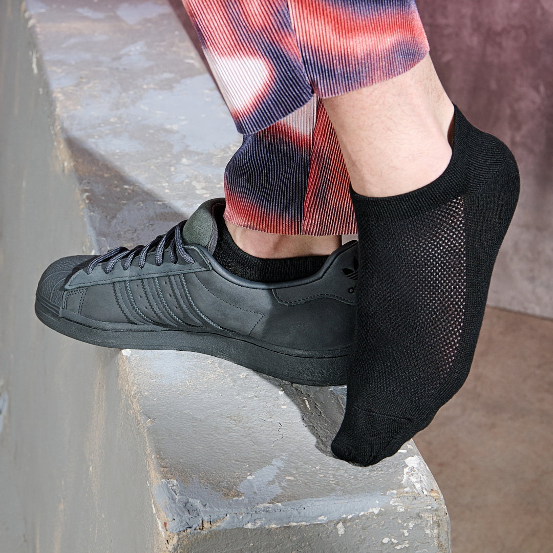 Green Tea Cotton Sneaker Socks - Black