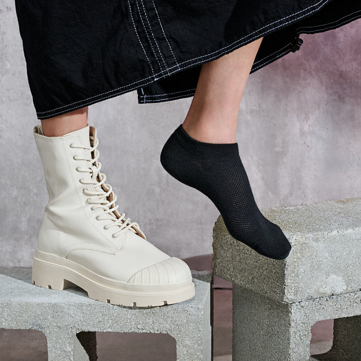 Green Tea Cotton Sneaker Socks - Black
