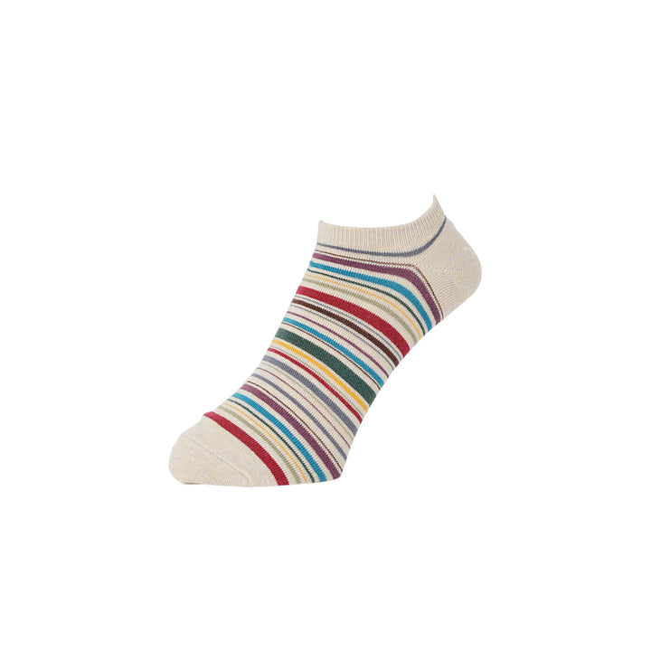 Racing Stripe Cotton Sneaker Socks - Beige