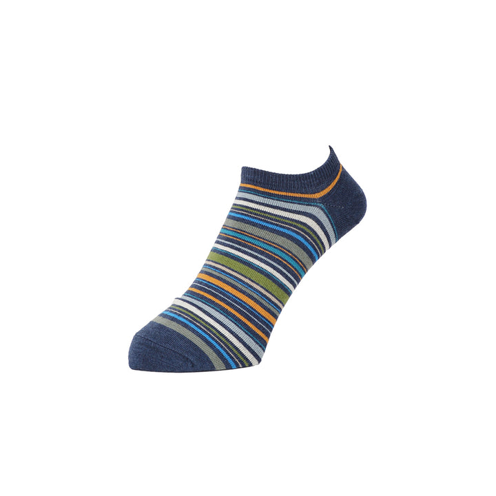 Racing Stripe Cotton Sneaker Socks - Navy