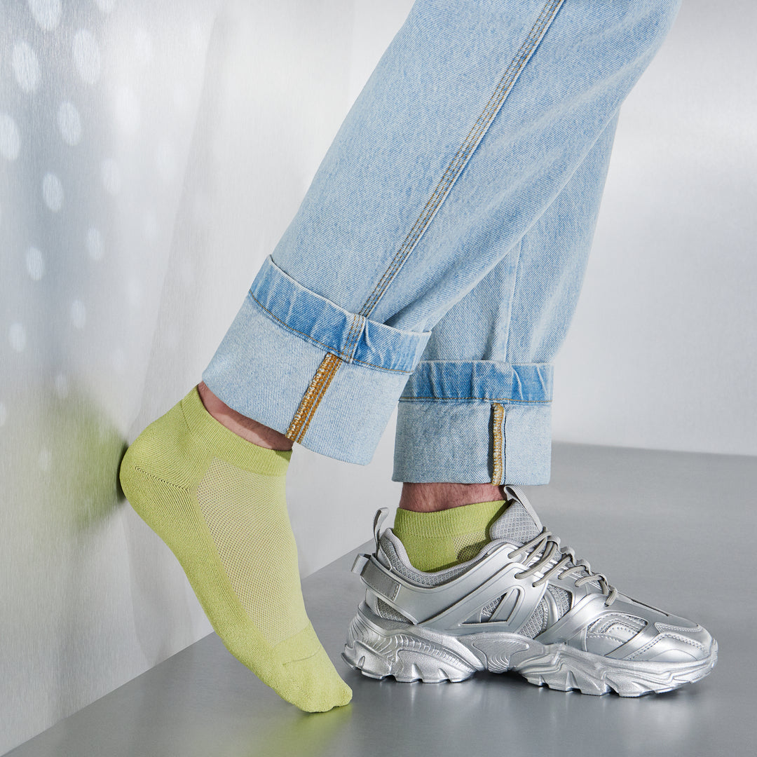 High-Standard Washi Pile Sneaker Socks - LimeYellow