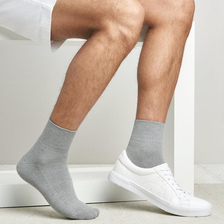 High-Standard Cotton Pile Short Crew Socks - DimGrey