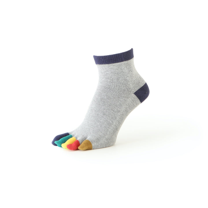 Colorful Toes Cotton Short Crew Socks - Grey (MEN)