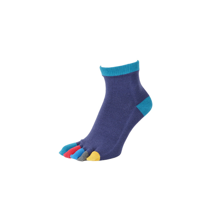 Colorful Toes Cotton Short Crew Socks - Navy (MEN)