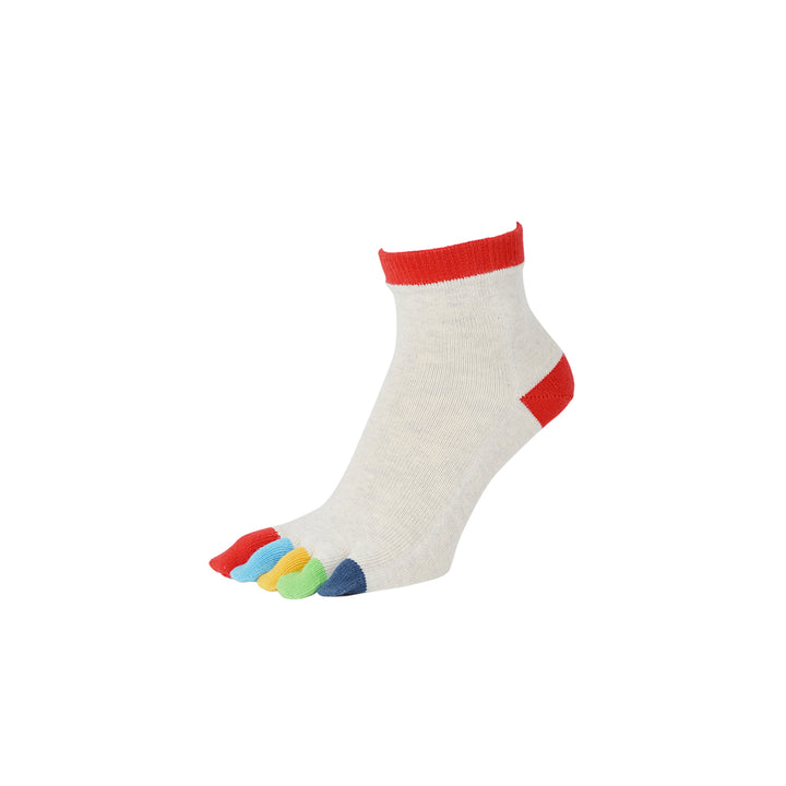 Colorful Toes Cotton Short Crew Socks - Ivory (MEN)