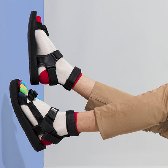 Colorful Toes Cotton Short Crew Socks - Ivory (MEN)