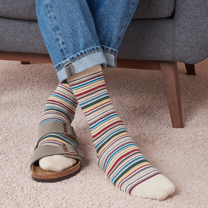 Racing Stripe Cotton Crew Socks