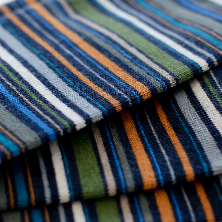 Racing Stripe Cotton Crew Socks - Navy