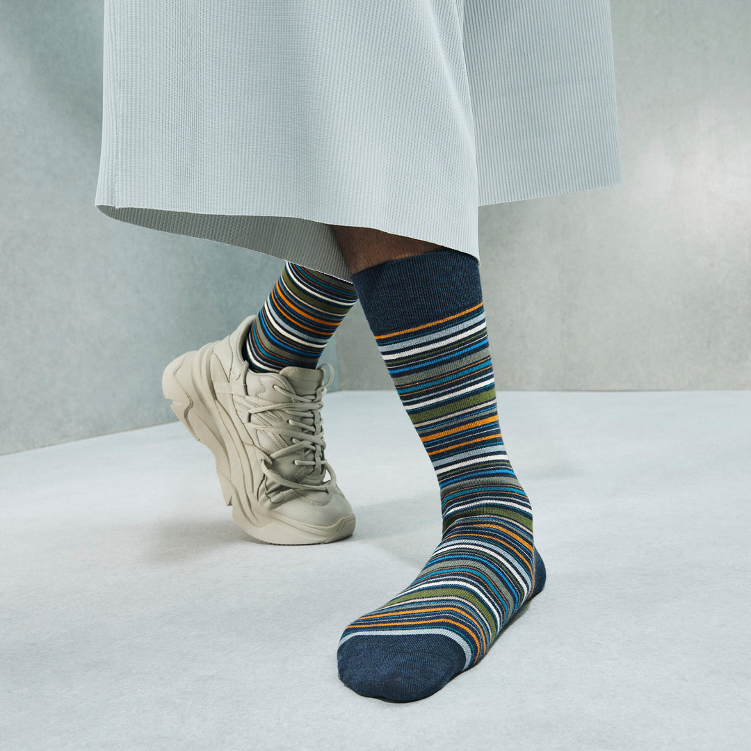 Racing Stripe Cotton Crew Socks