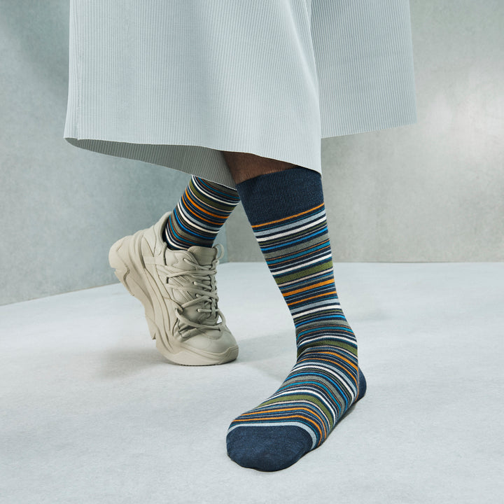 Racing Stripe Cotton Crew Socks