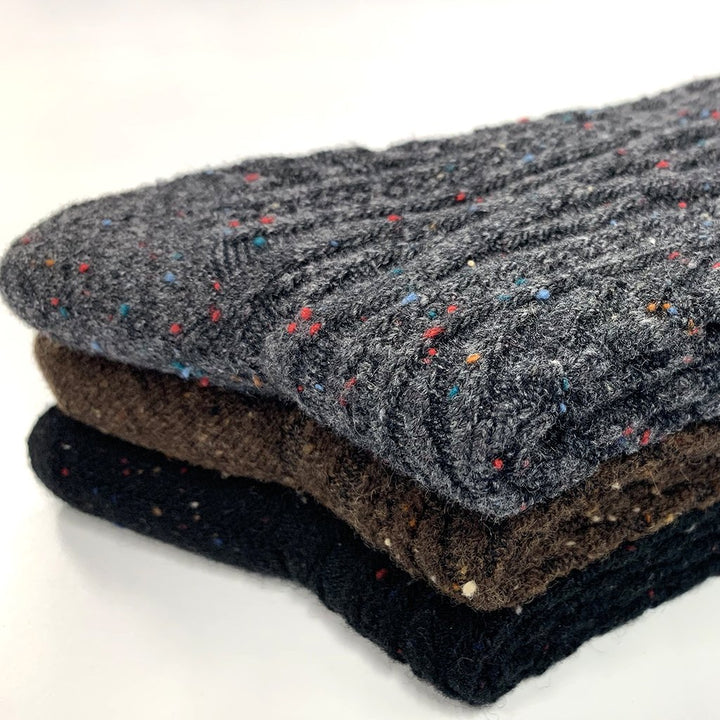 Aran Cable Merino Crew Socks - Grey, Brown, Black (MEN)