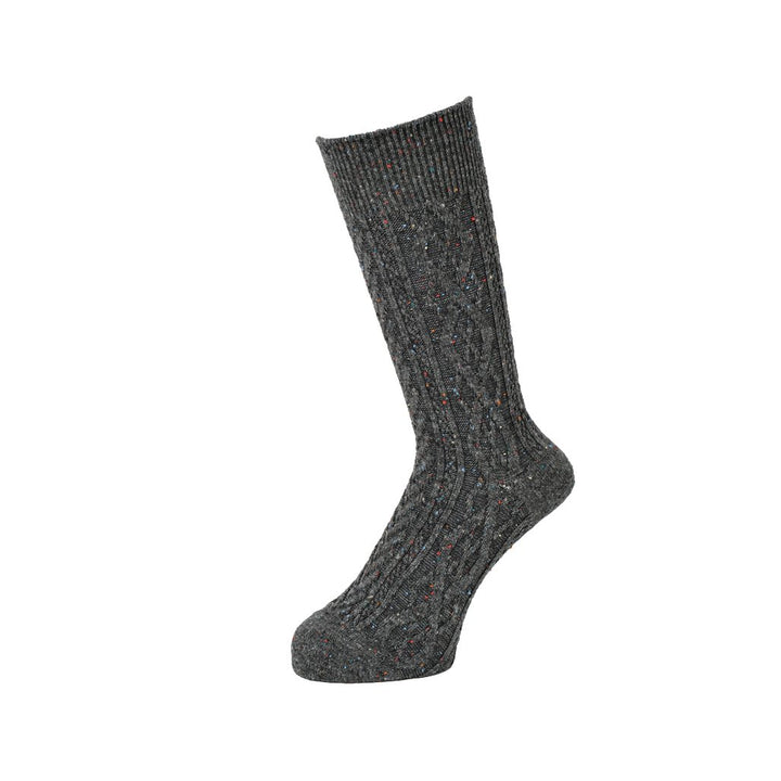 Aran Cable Merino Crew Socks - DimGrey (MEN)