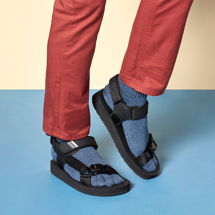 Loose-Fit Cotton Toe Crew Socks - SteelBlue (MEN)