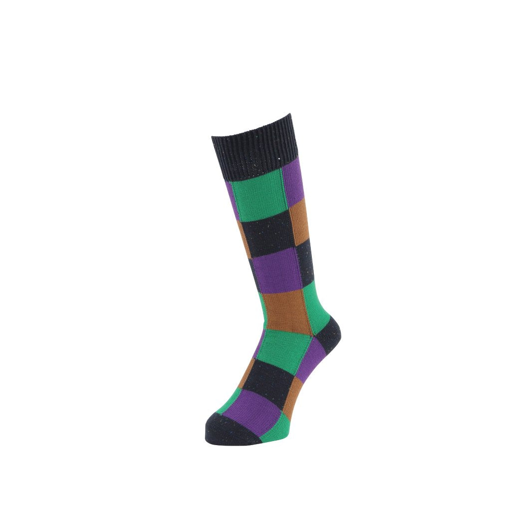 3-D Patchwork Cotton Crew Socks - Multi