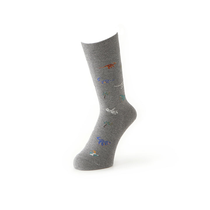 Dinosaur Cotton Crew Socks - Grey