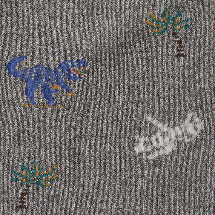 Dinosaur Cotton Crew Socks - Grey