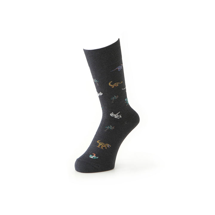 Dinosaur Cotton Crew Socks - Black
