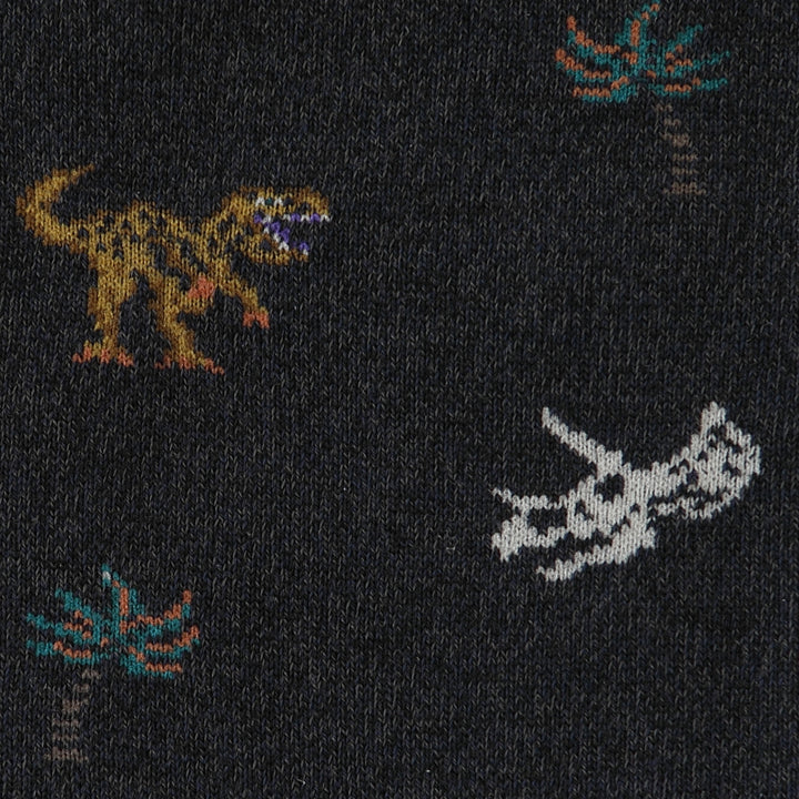 Dinosaur Cotton Crew Socks - Black