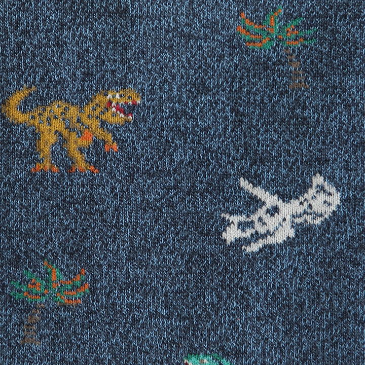Dinosaur Cotton Crew Socks - VintageBlue
