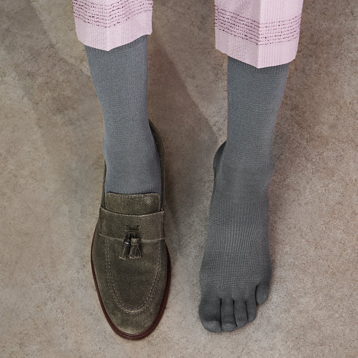 Soft-Fit Cuff Toe  Crew Socks - Grey