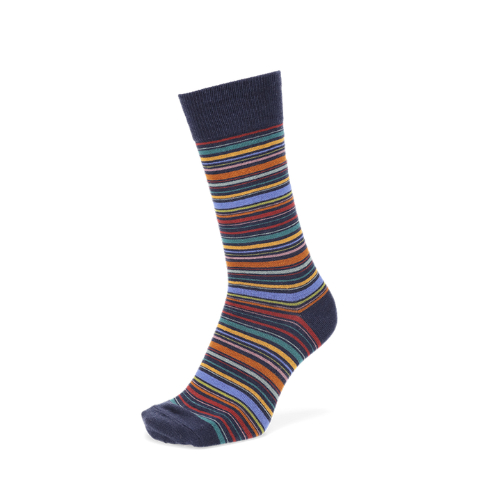 Racing Stripe Cotton Crew Socks - Navy