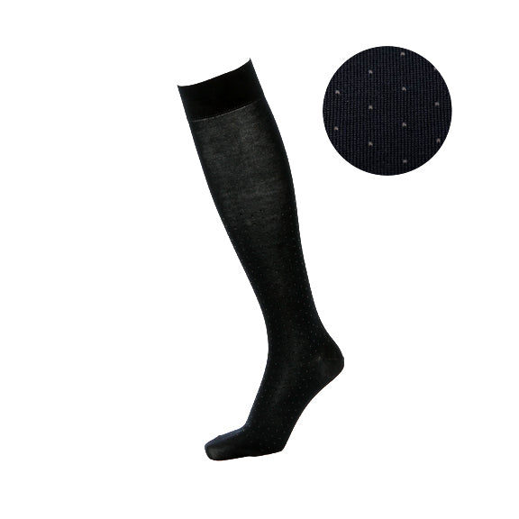 Pin Dot Cotton Knee-High Socks - BlackCharcoal