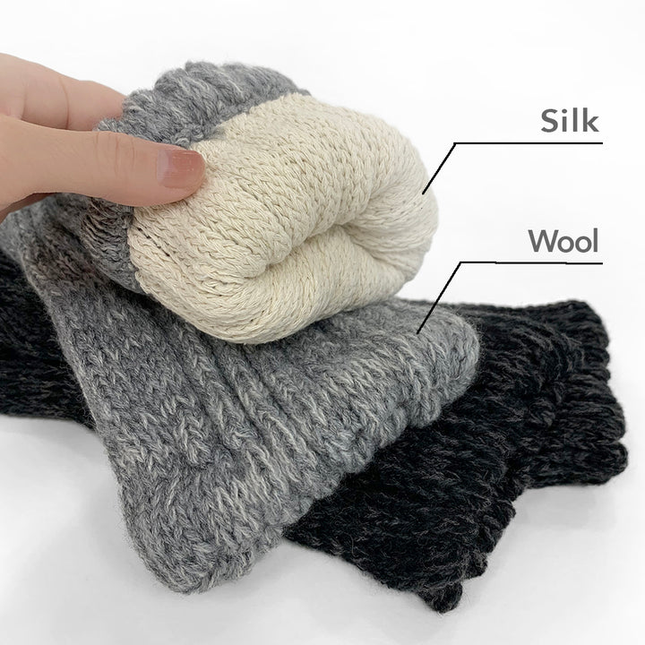 Merino-Silk Leg Warmers - Black, Grey