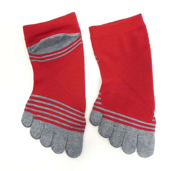 Super Fit Grip Run Toe Socks - Red (WOMEN)