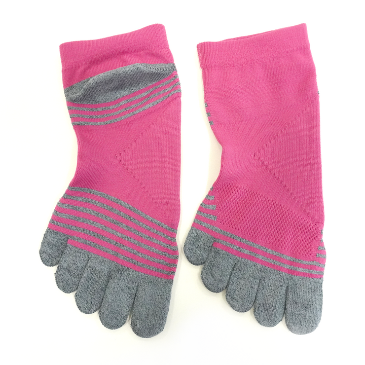 Super Fit Grip Run Toe Socks - HotPink (MEN)