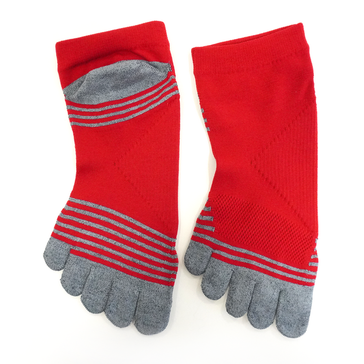 Super Fit Grip Run Toe Socks - Red (MEN)