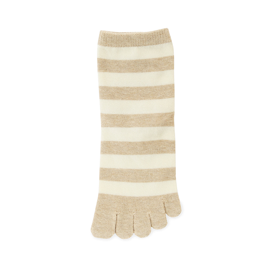 Bold Striped Cotton Toe  Quarter Socks