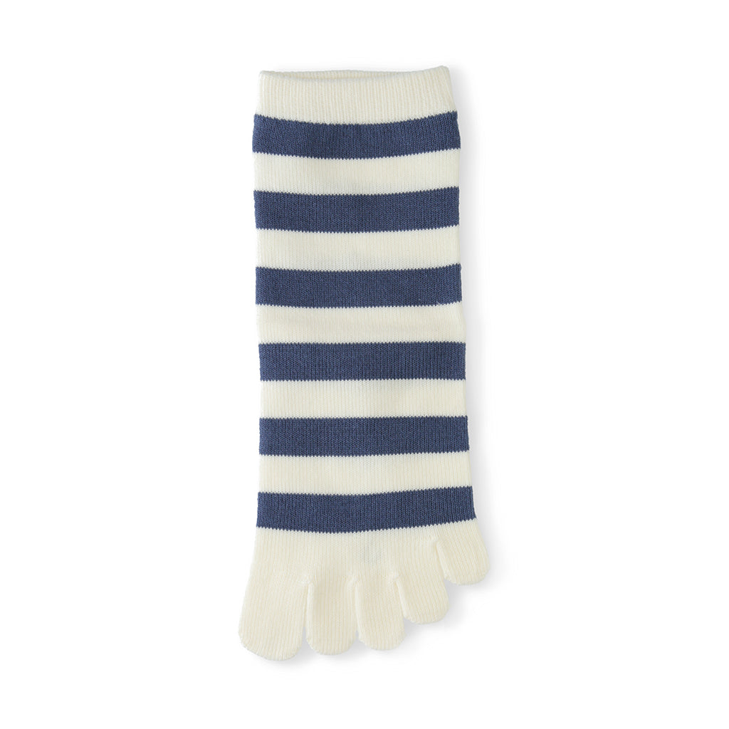 Bold Striped Cotton Toe  Quarter Socks